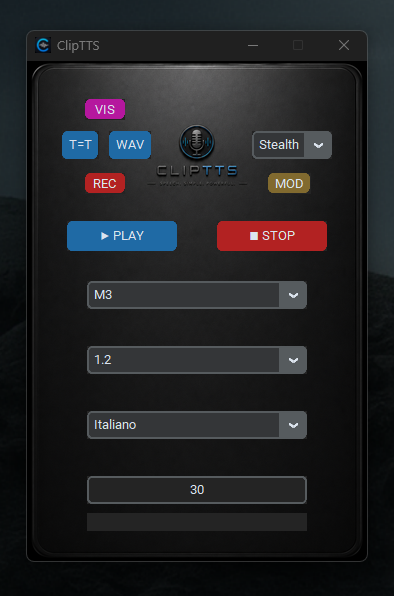 ClipTTS interface with voice, speed and language controls