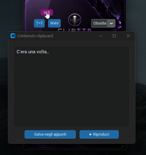 VIS popup: see and correct the copied text